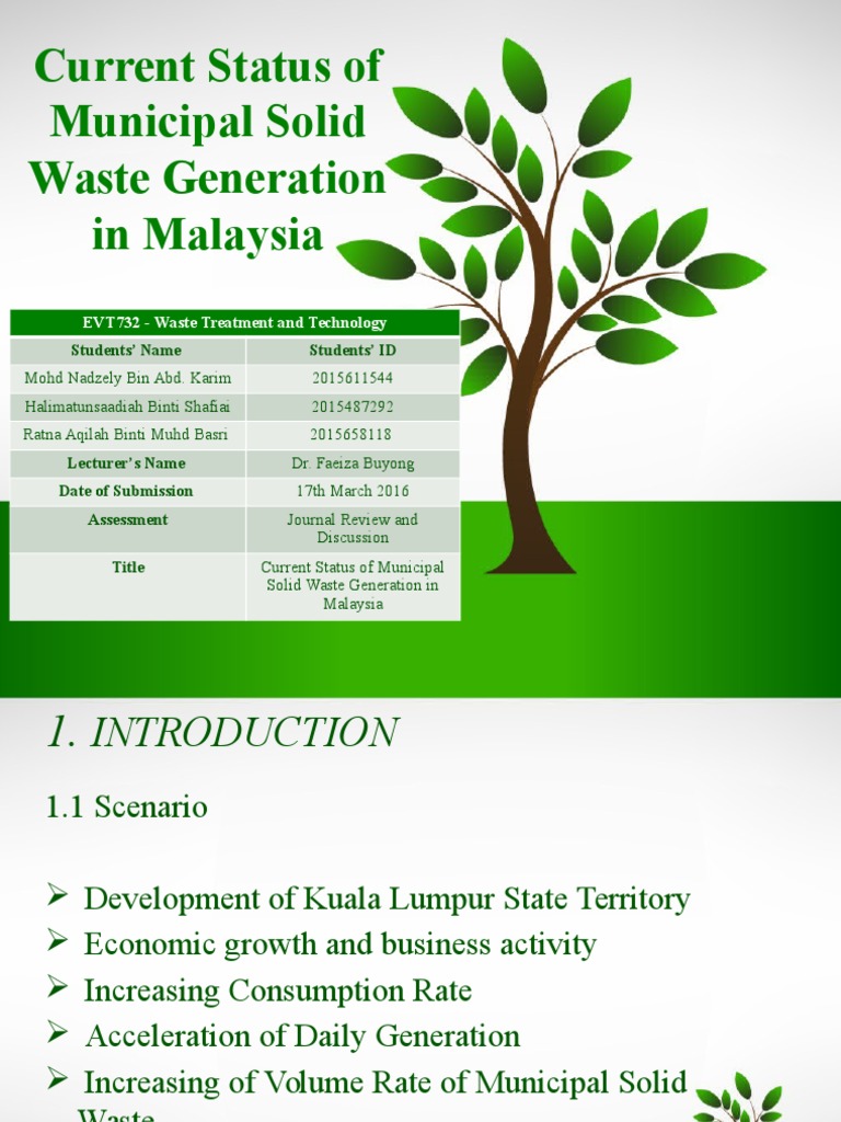 Current Status of Municipal Solid Waste Generation in Malaysia (2009 ...