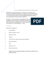 Determinar a curva padrão para doseamento do sulfato de cobre