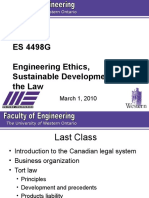 ES 4498G Engineering Ethics, Sustainable Development and The Law