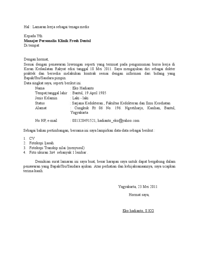 Surat Lamaran Dokter