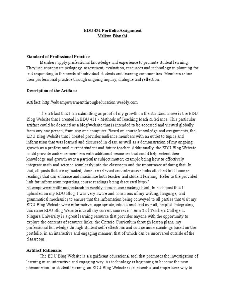 portfolio assignment pdf Educational Technology Learning Free 30