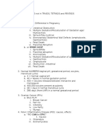 MNEMONICS OBGYN DIFFERENTIALS