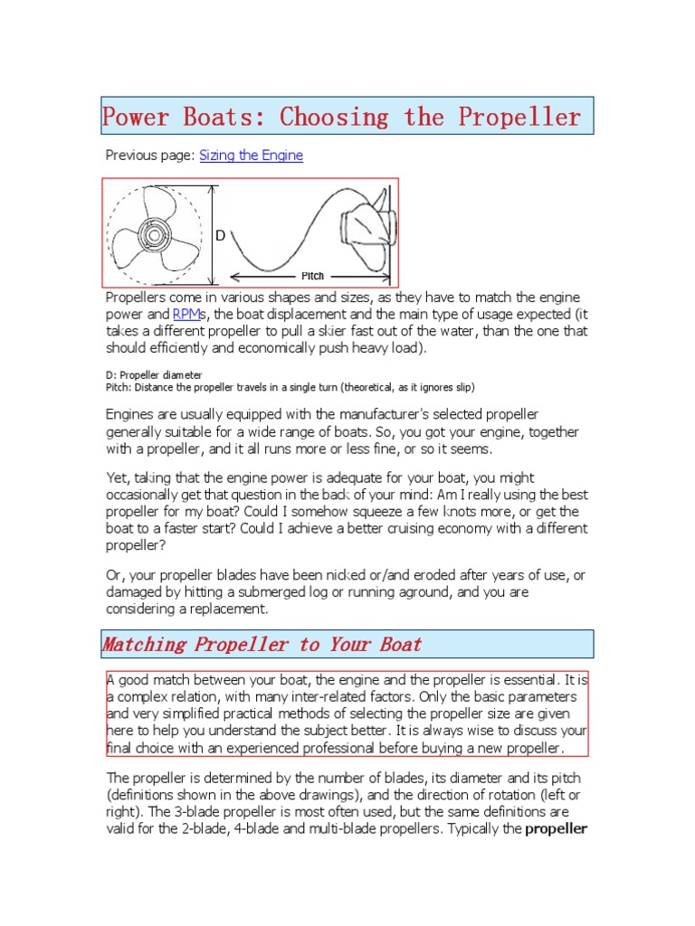 Choosing the Right Boat Propeller | PDF | Propeller | Hull (Watercraft)