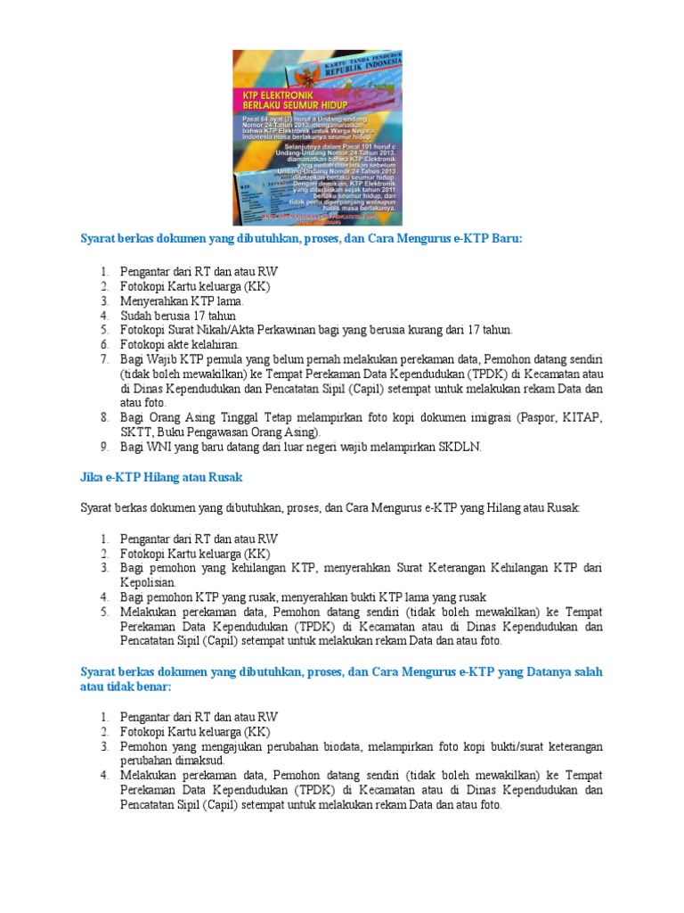 Panduan Mengurus e-KTP di Indonesia | PDF