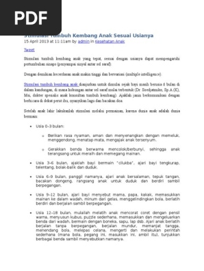 Stimulasi Tumbuh Kembang Anak Sesuai Usianya Pdf