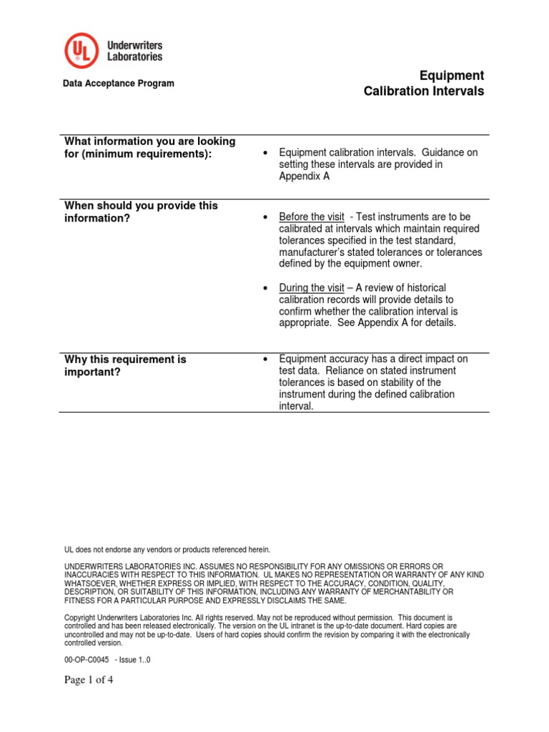 Calibration Intervals PDF Calibration Accuracy And Precision