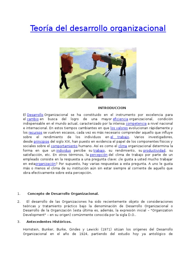 Teoría Del Desarrollo Organizacional | PDF | Desarrollo organizacional ...