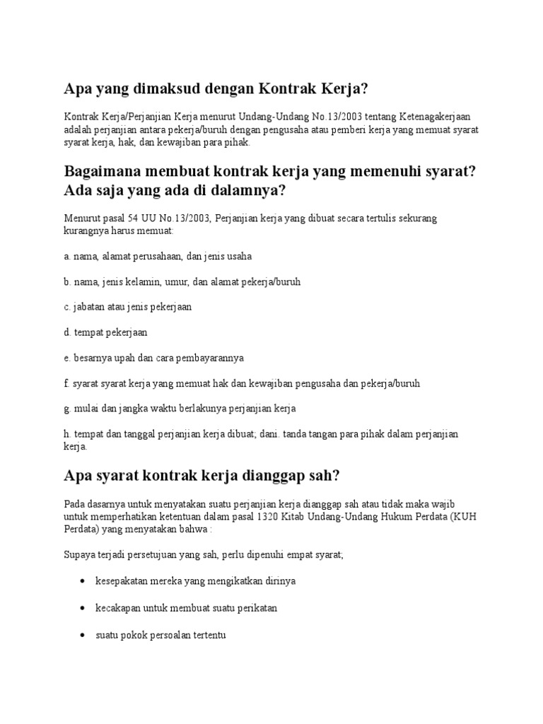 Apa Yang Dimaksud Dengan Kontrak Kerja Apa Yang Dimaksud Dengan Kontrak Kerja