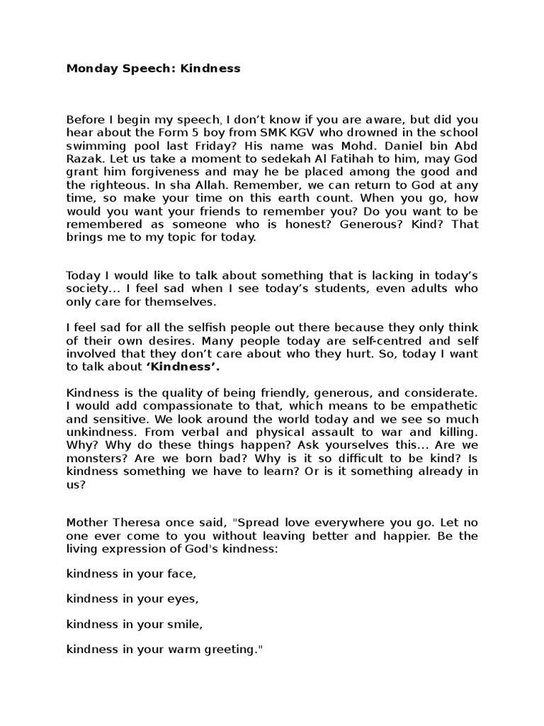 Kindness Speech Psychological Concepts Psychology & Cognitive Science