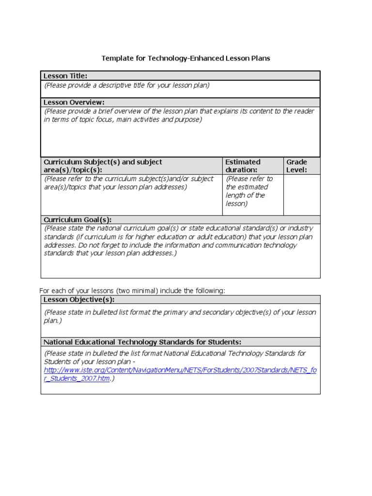 technology in education lesson plan