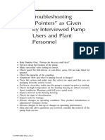 Troubleshooting "Pointers" As Given by Interviewed Pump Users and Plant Personnel