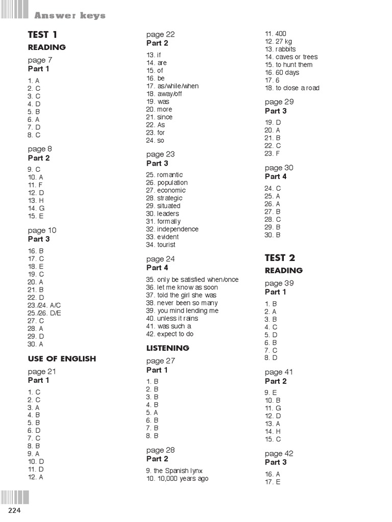 Fce Practice Tests - Answer Key | Pdf | Economies | Business