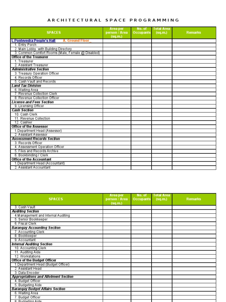 Arch'l. Space Programming | PDF | Welfare | Bookkeeping
