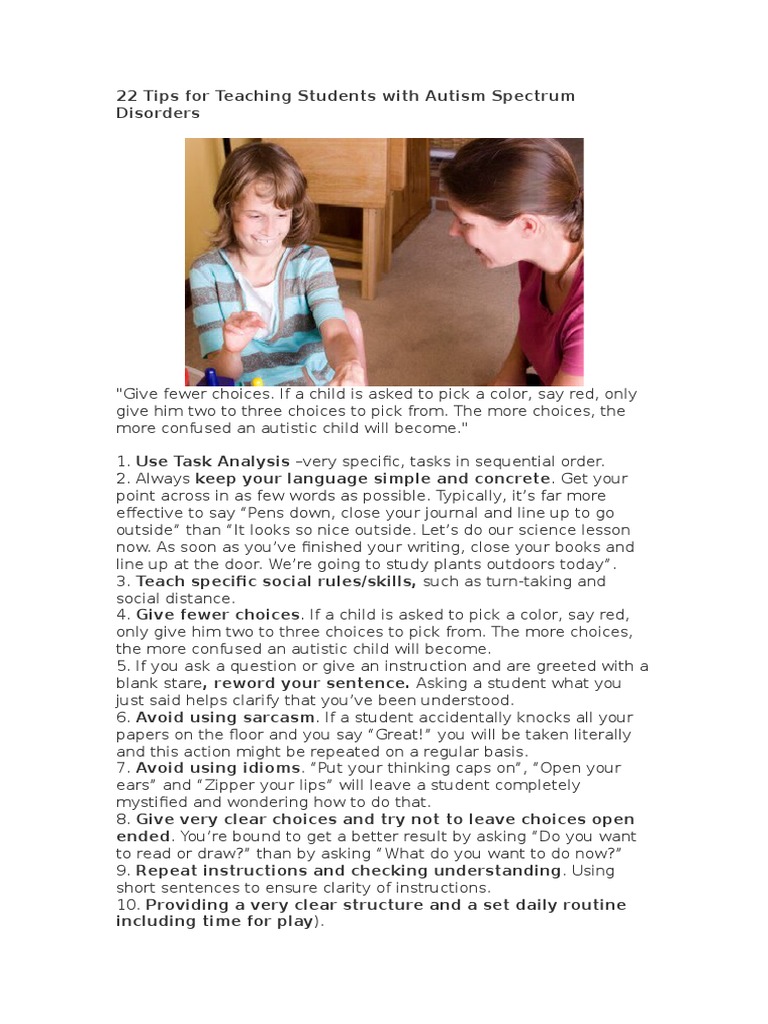 Tips for Teaching Students with Autism | PDF | Autism | Anger
