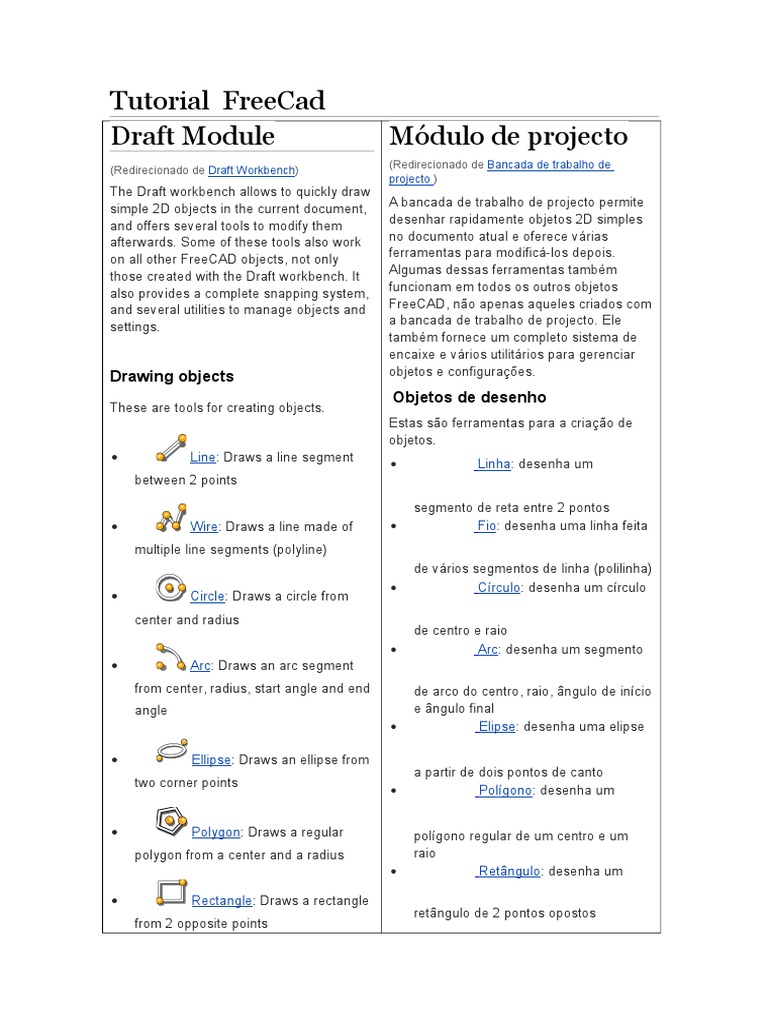 Tutorial do Módulo Draft no FreeCAD | PDF | Linguagem de script ...