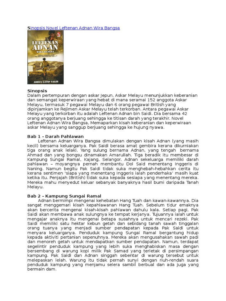 Sinopsis Novel Leftenan Adnan Wira Bangsa Pdf