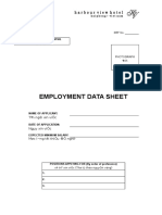 Employment Data Sheet: Private and Confidential