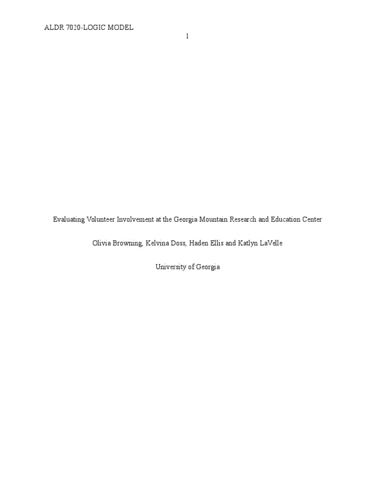 Logic Model Narrative PDF Volunteering Attitude (Psychology)