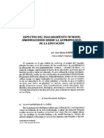 Aspectos Del Inacabamiento Humano. Observaciones Desde La Antropología de La Educación