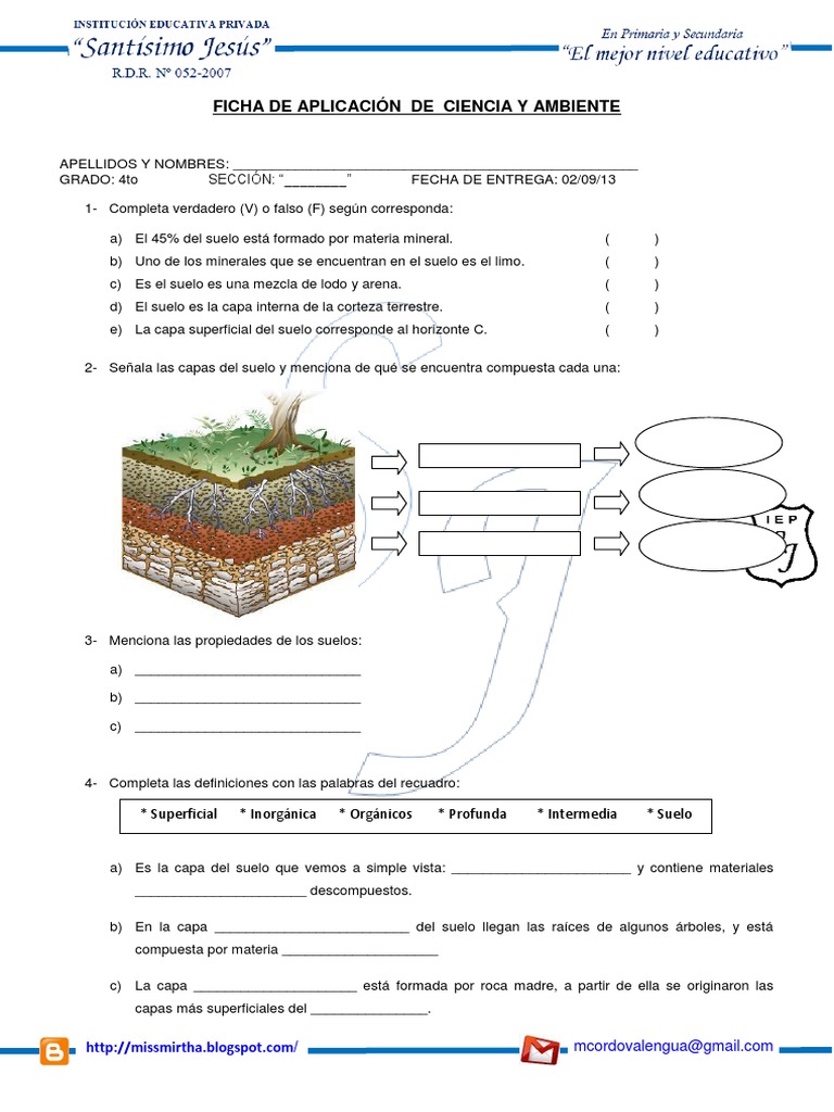 Hojas De Trabajo Sobre Formas Del Terreno Para Cuarto Grado