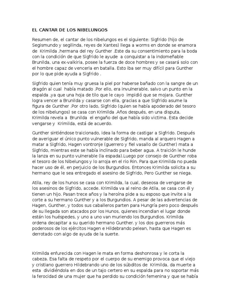El Cantar de Los Nibelungos Poesía