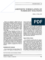 Anesthetic Formulation of Tumescent Solutions