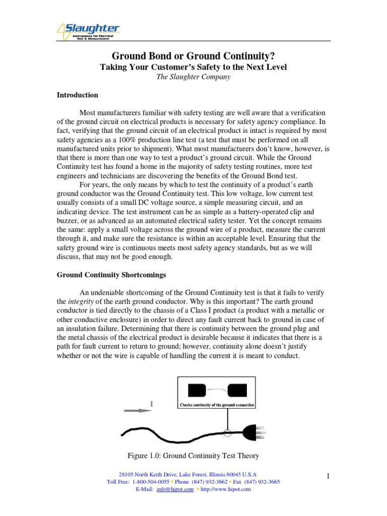 Ground Bond and Ground Continuity Testing Electrical Conductor Safety