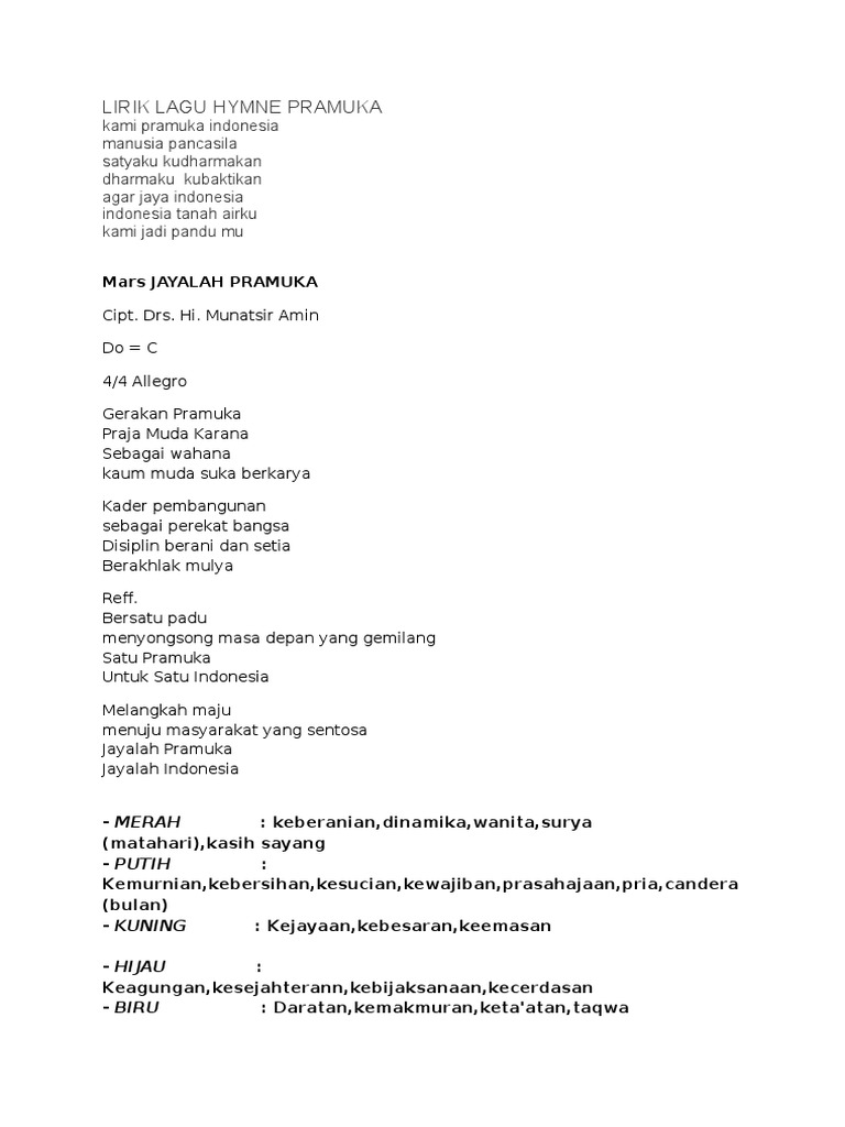 Lirik Lagu Hymne Pramuka PDF