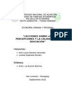 Lecciones Sobre Las Percepciones y La Calidad de La Educación