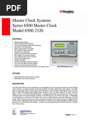 6500 2320Master Clock Datasheet