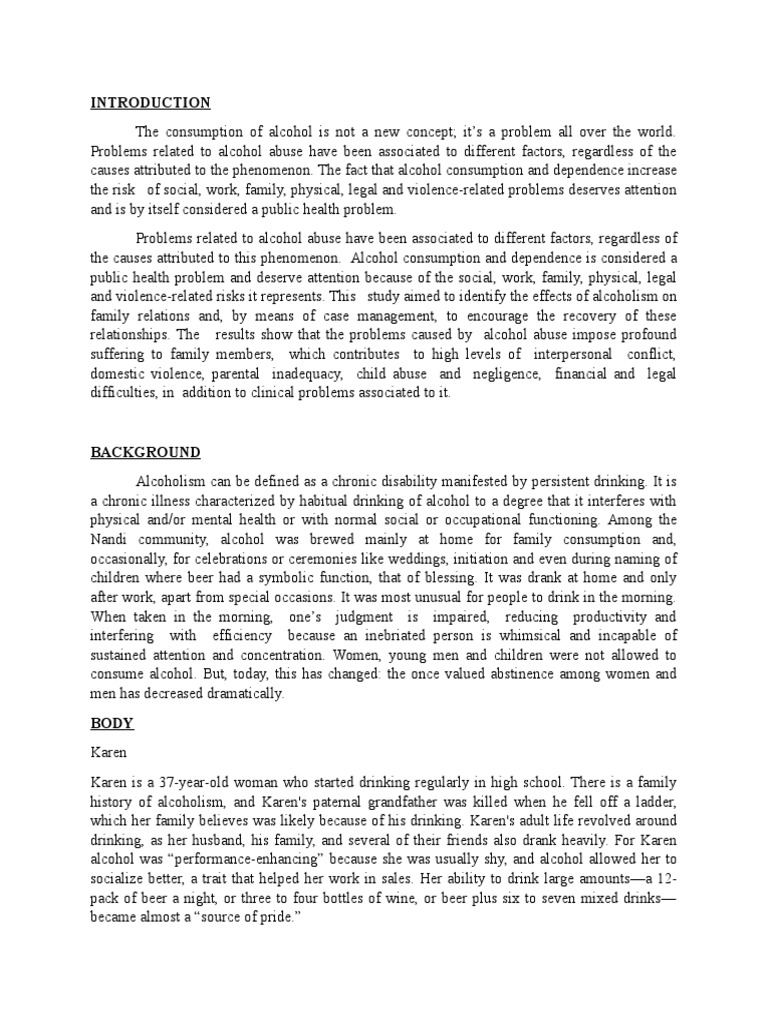 Case Study About Alcoholism PDF Alcoholism Alcohol Abuse