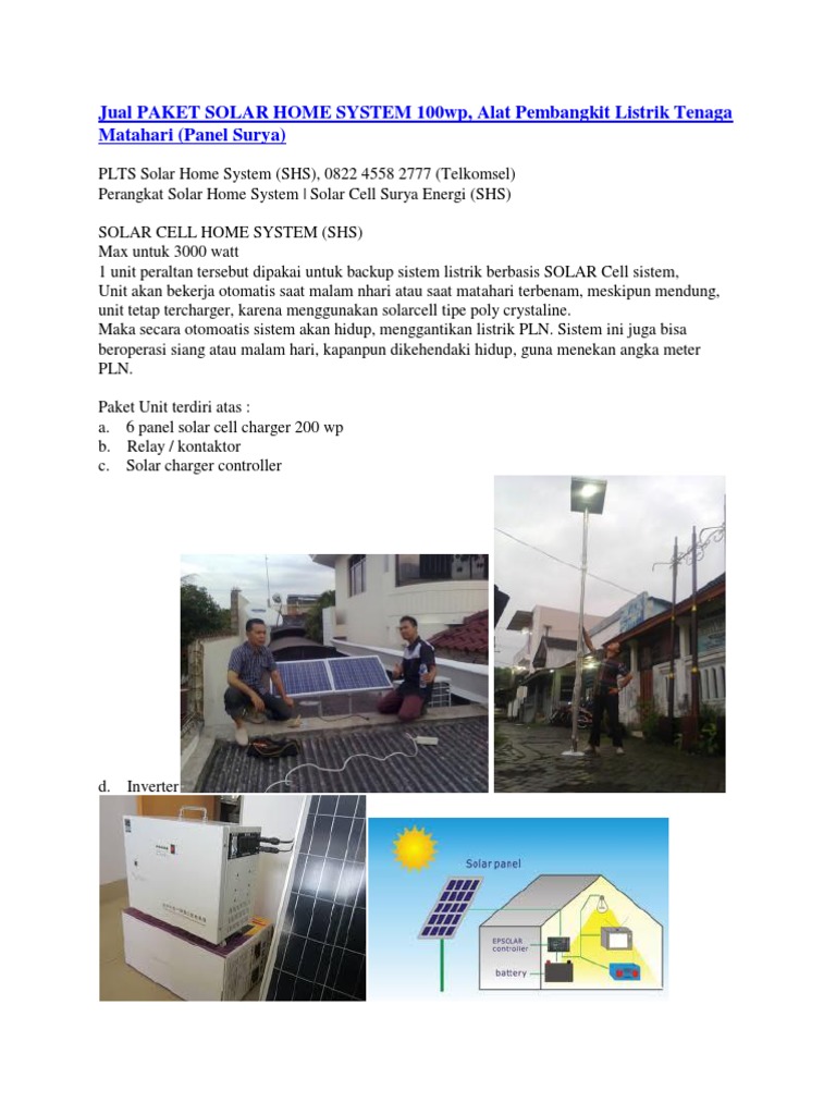 Jual Paket Solar Home System 100wp Alat Pembangkit Listrik