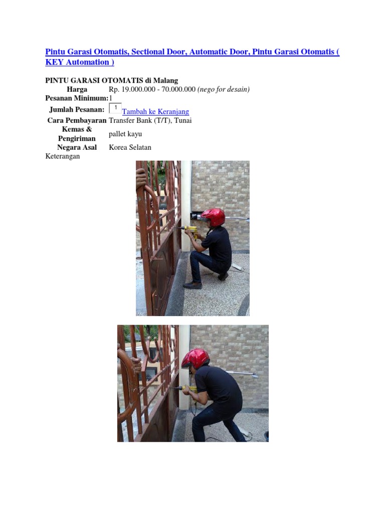 Pintu  Garasi  Otomatis  Sectional Door Automatic Door   Pintu  Garasi  Otomatis  Sectional Door Automatic Door