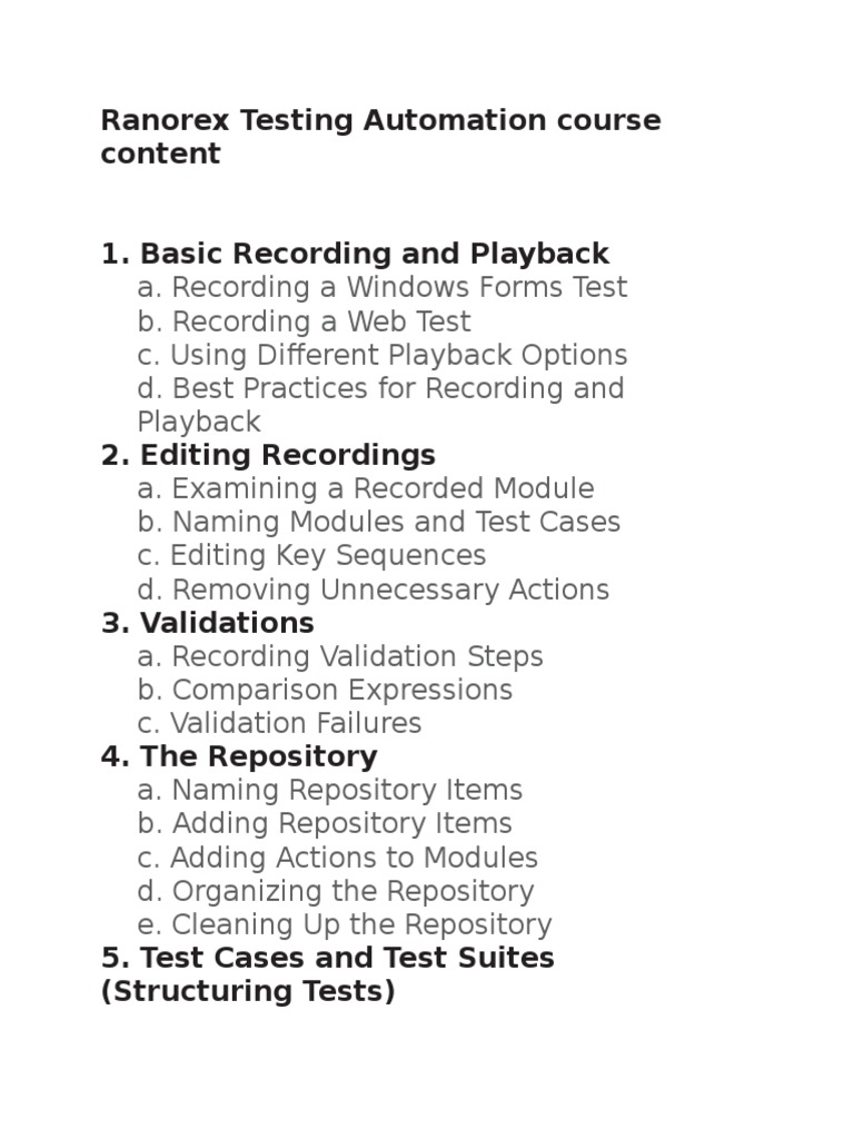 Ranorex Test Automation Course Overview | PDF | Computers