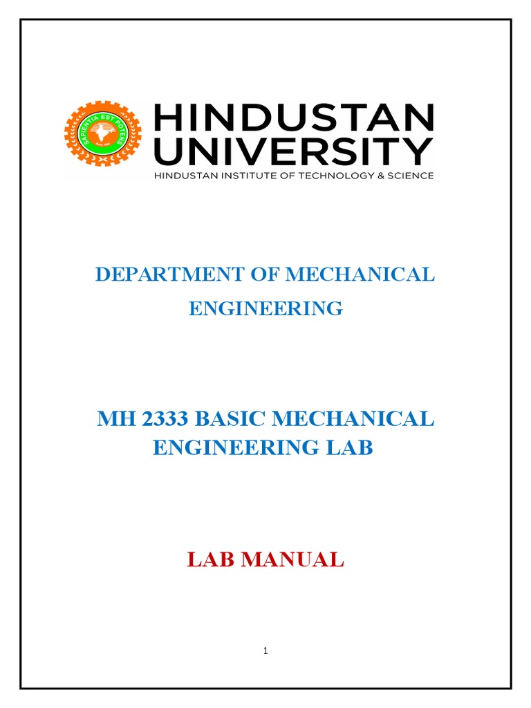 Basic Mechanical Engineering Lab Manual | PDF | Internal Combustion ...