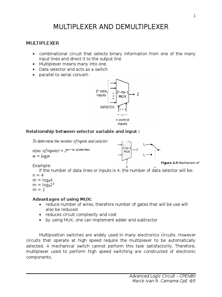 Multiplexer and Demultiplexer Overview | PDF | Electrical Circuits ...