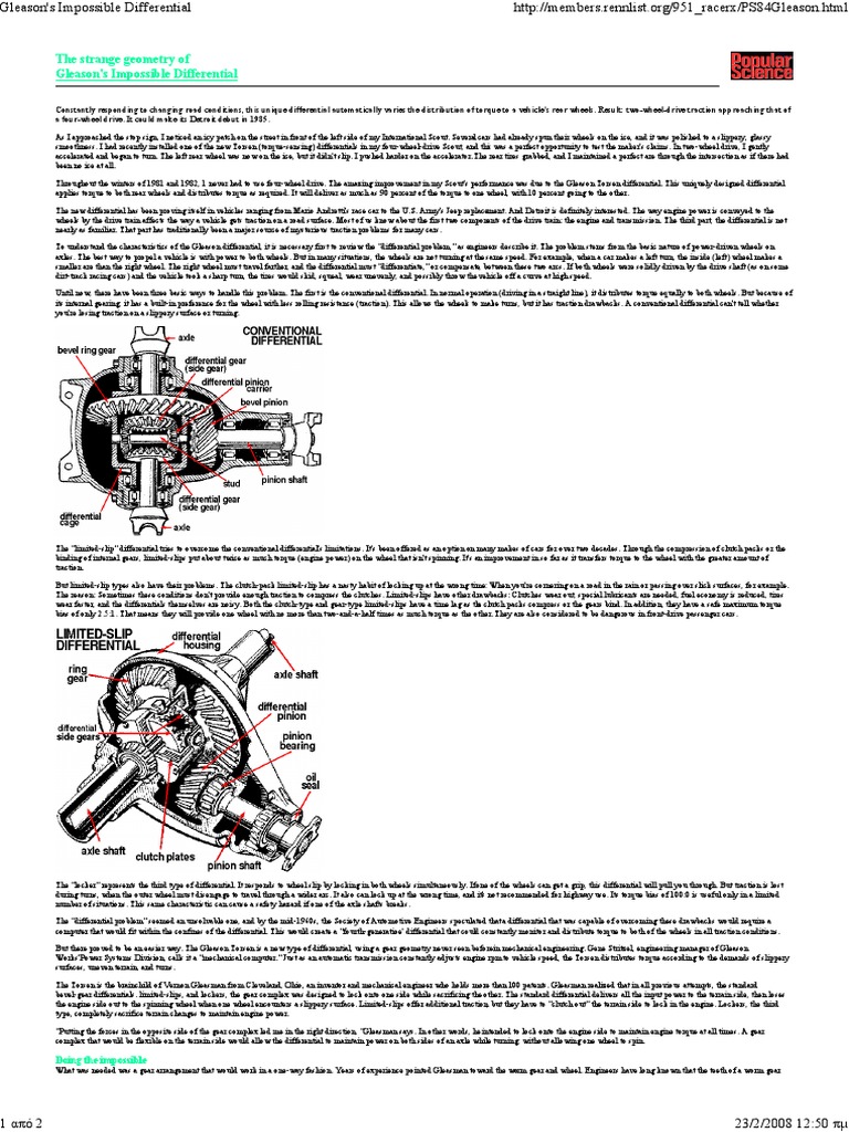Gleason's Torsen Differential Explained | PDF | Gear | Axle
