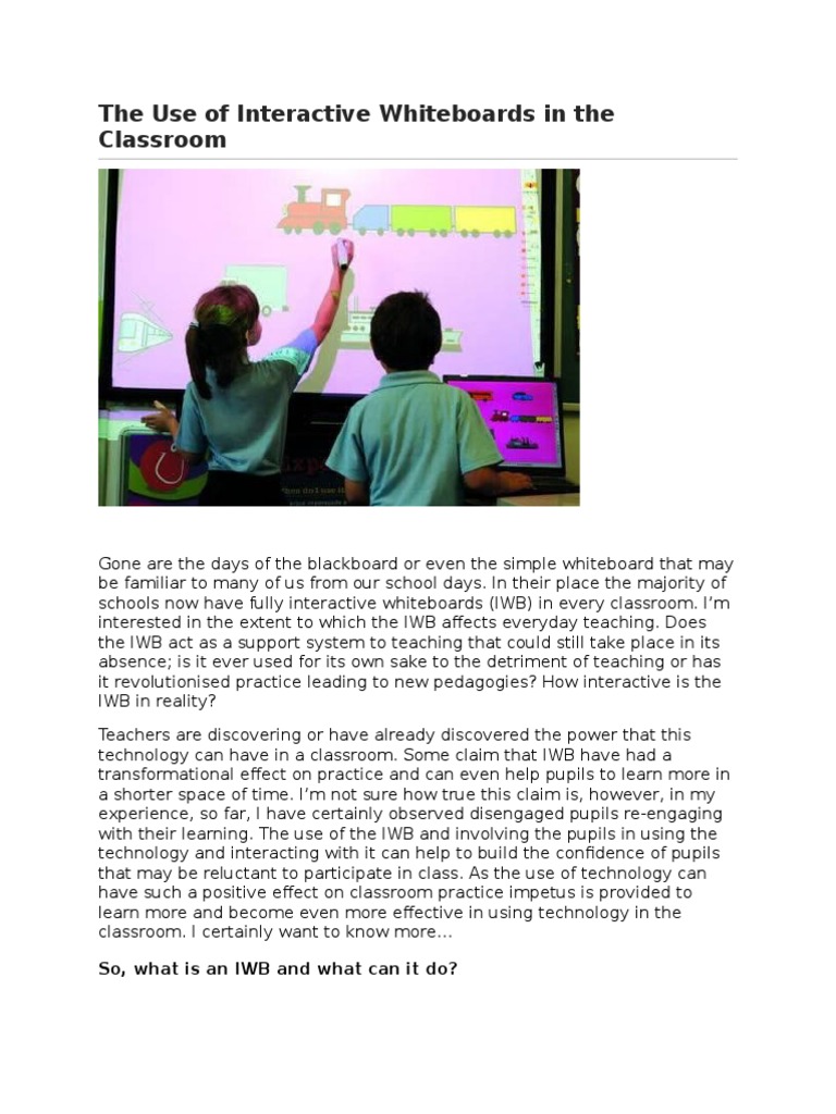 Impact of Interactive Whiteboards in Classrooms | PDF | Classroom ...