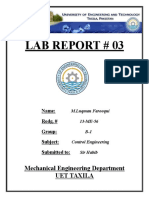 Lab Report # 03: Mechanical Engineering Department Uet Taxila