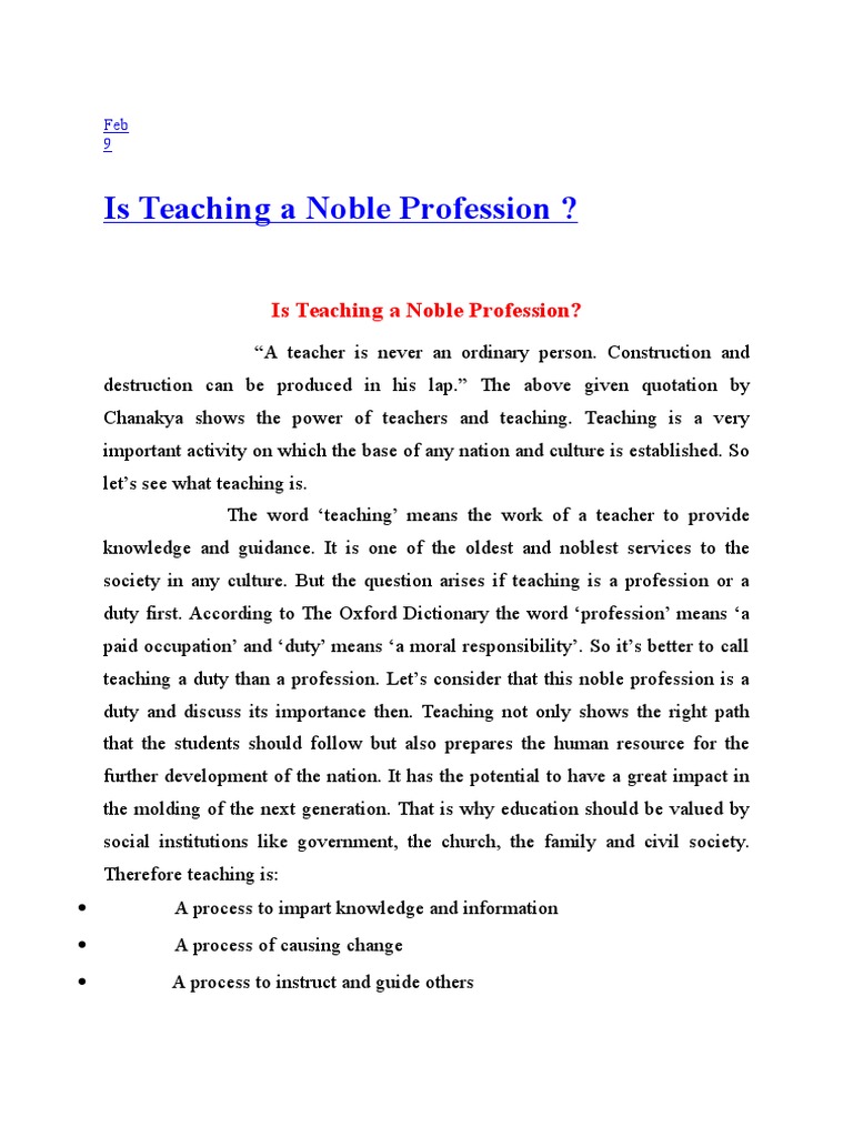 Teaching Is A Profession | PDF | Profession | Teachers