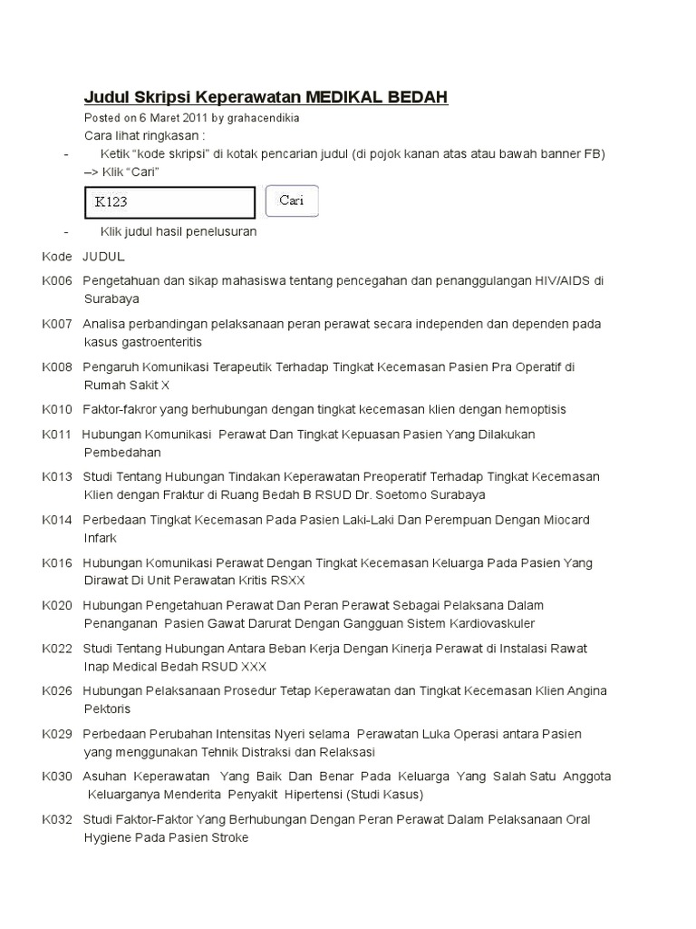 Judul Skripsi Keperawatan Medikal