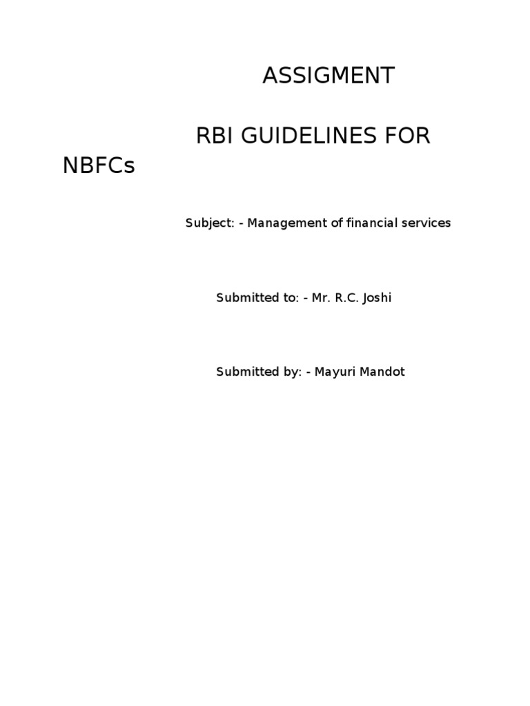 Rbi Guidelines For Nbfcs by Mayuri Mandot | PDF | Derivative (Finance ...