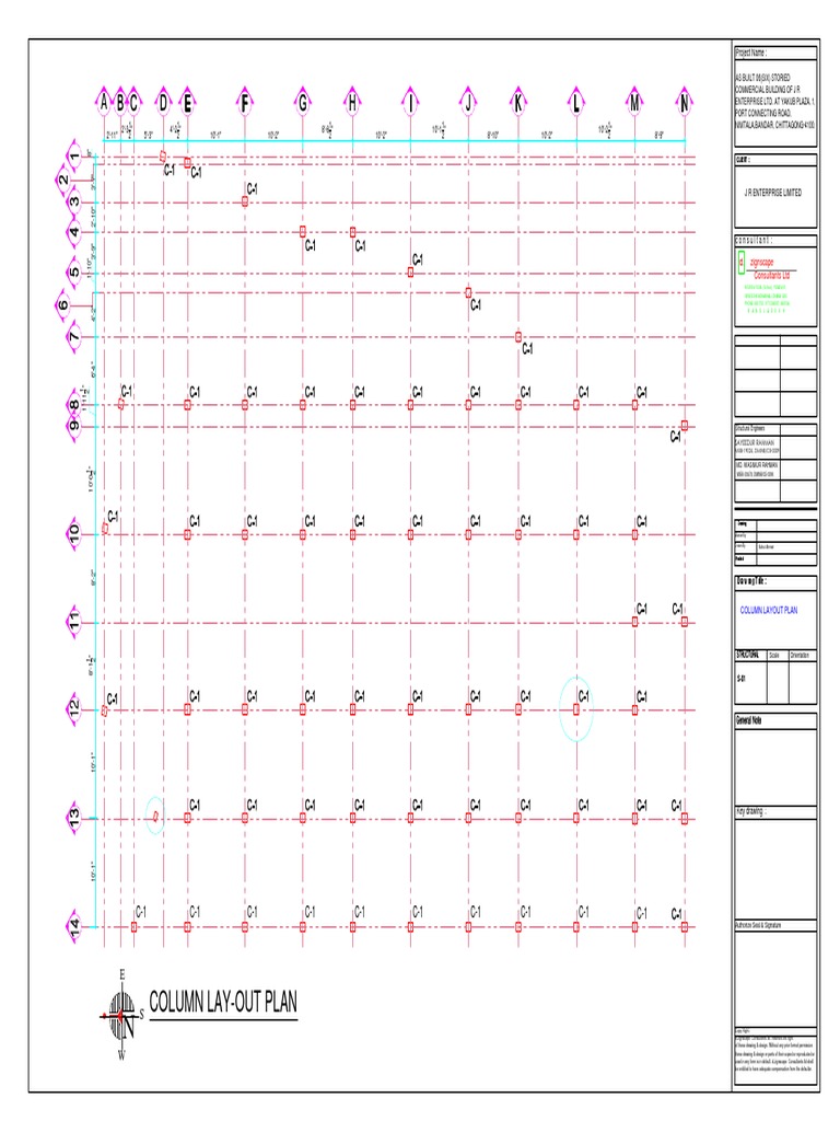Column Layout Plan for 6-Story Building | PDF