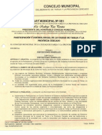 Ley Participación y Control Social, Cercado - Tarija