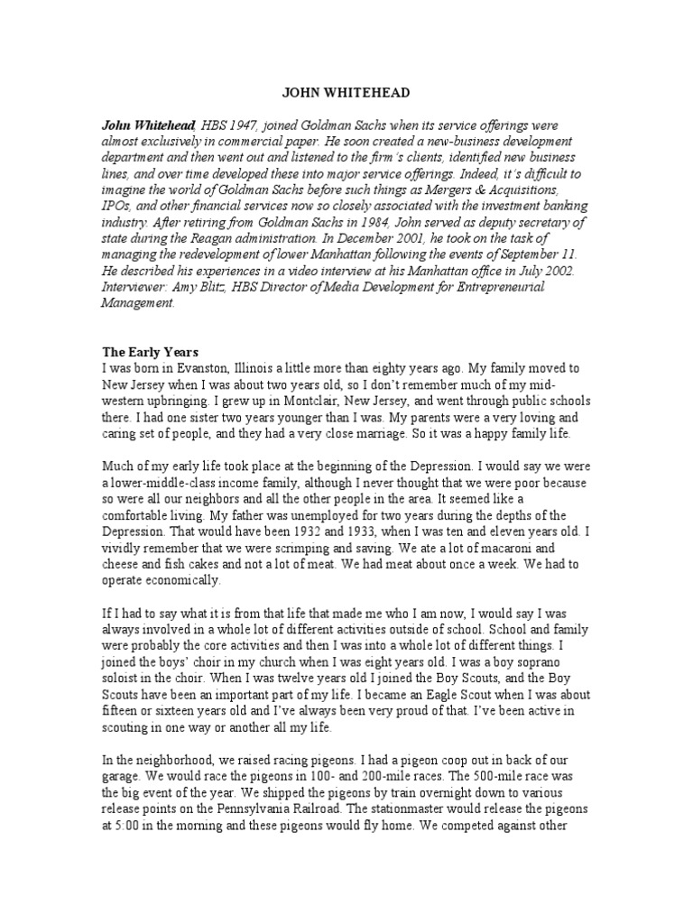 John Whitehead's Remarkable Career Path From Navy Officer to Leader of