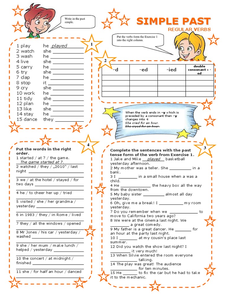 Past Simple Regular Verbs Activities | PDF