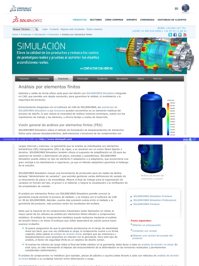 Mef Solidworks | PDF | Método de elementos finitos | Elasticidad (Física)