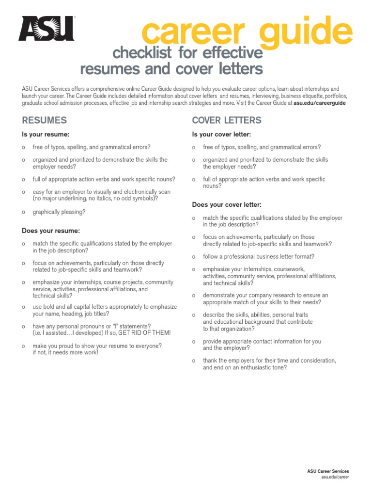 Resume & Cover Letter Checklist | PDF | Business | Art