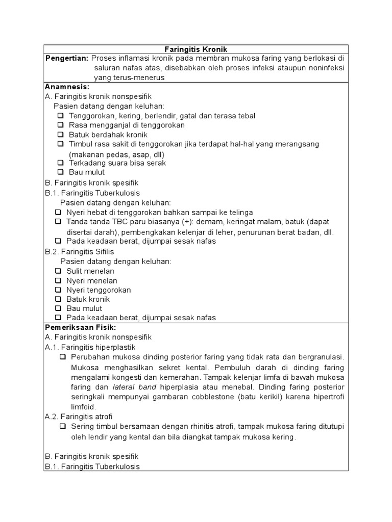 Faringitis Kronik: Gejala dan Terapi | PDF