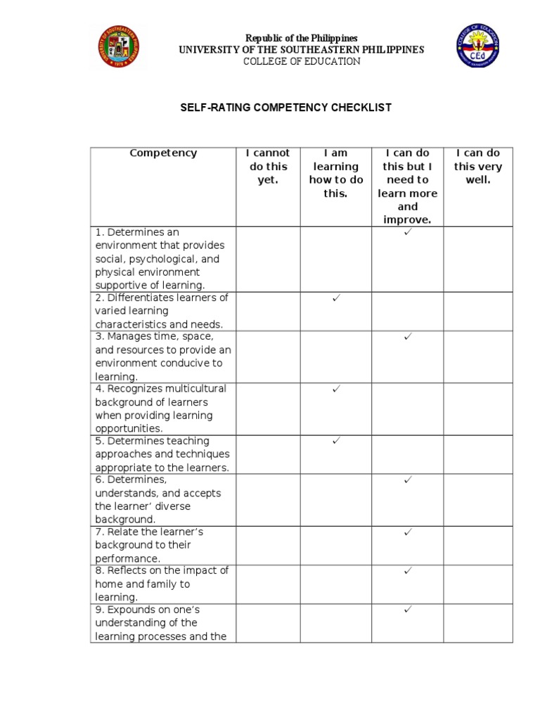 Teacher Competency Self-Check | PDF